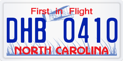 NC license plate DHB0410