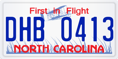 NC license plate DHB0413