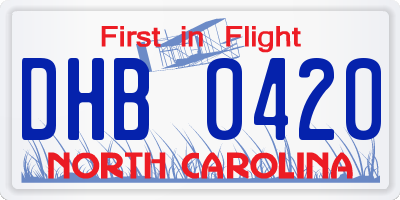 NC license plate DHB0420