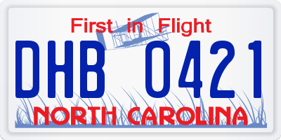 NC license plate DHB0421