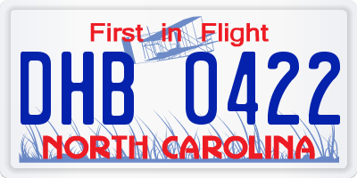 NC license plate DHB0422