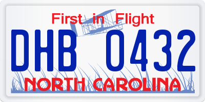 NC license plate DHB0432