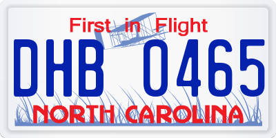 NC license plate DHB0465
