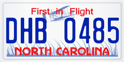 NC license plate DHB0485