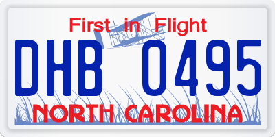 NC license plate DHB0495