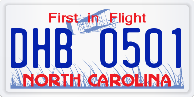 NC license plate DHB0501