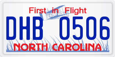 NC license plate DHB0506