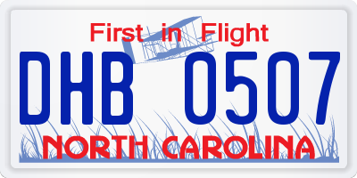 NC license plate DHB0507