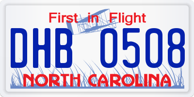 NC license plate DHB0508