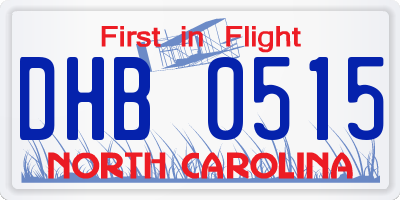 NC license plate DHB0515