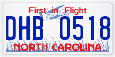 NC license plate DHB0518