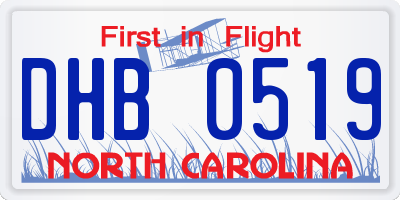 NC license plate DHB0519