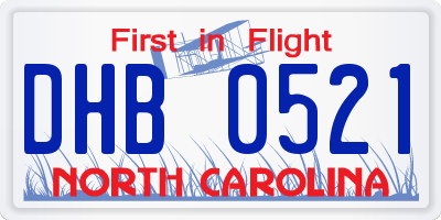 NC license plate DHB0521