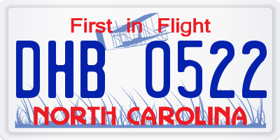 NC license plate DHB0522