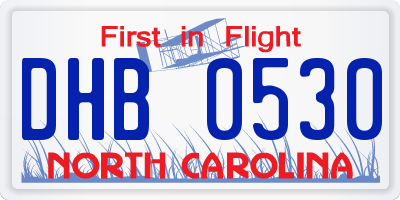 NC license plate DHB0530