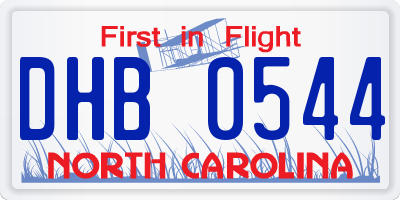 NC license plate DHB0544