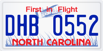 NC license plate DHB0552