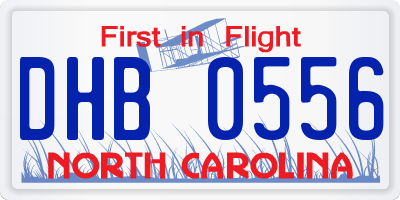 NC license plate DHB0556