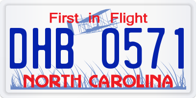 NC license plate DHB0571