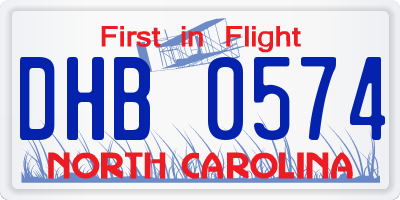NC license plate DHB0574