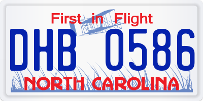 NC license plate DHB0586
