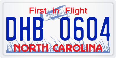 NC license plate DHB0604