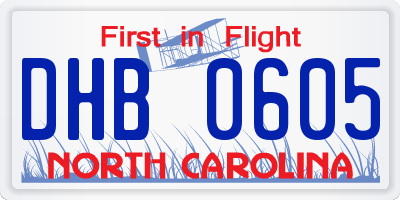 NC license plate DHB0605