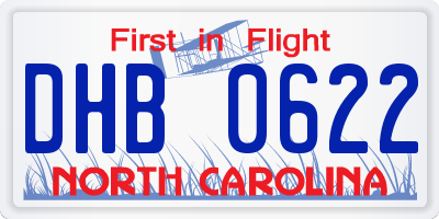 NC license plate DHB0622