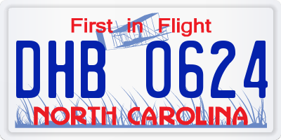 NC license plate DHB0624