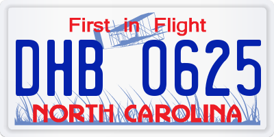 NC license plate DHB0625