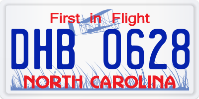 NC license plate DHB0628