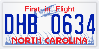 NC license plate DHB0634