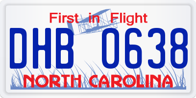 NC license plate DHB0638