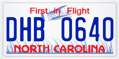 NC license plate DHB0640