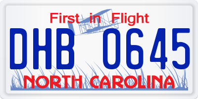 NC license plate DHB0645