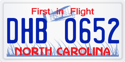 NC license plate DHB0652