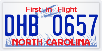 NC license plate DHB0657