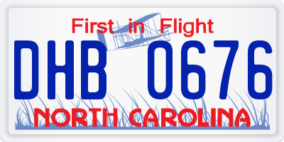 NC license plate DHB0676