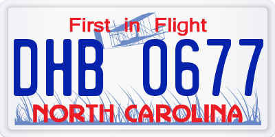 NC license plate DHB0677