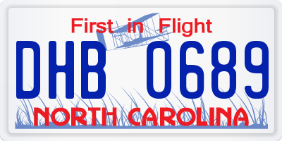 NC license plate DHB0689