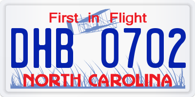 NC license plate DHB0702