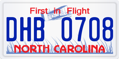 NC license plate DHB0708