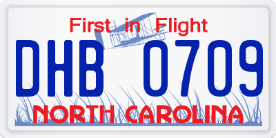 NC license plate DHB0709