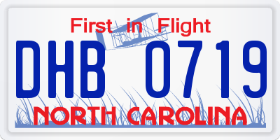 NC license plate DHB0719