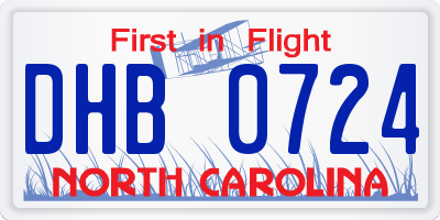 NC license plate DHB0724