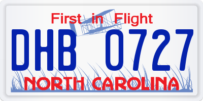 NC license plate DHB0727