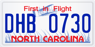 NC license plate DHB0730