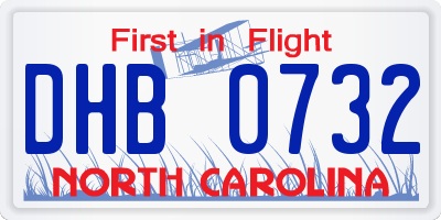 NC license plate DHB0732