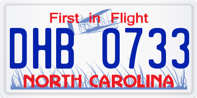 NC license plate DHB0733