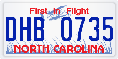 NC license plate DHB0735